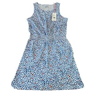 Vineyard Vines Girls' Dress Size Large Blue‎ White Red Stars Smocked Waist NWT